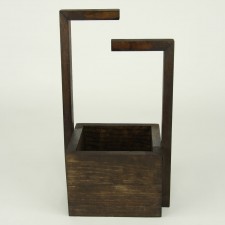 7.5"X7.5"X5"SQ.WOOD BOX W/HNDL