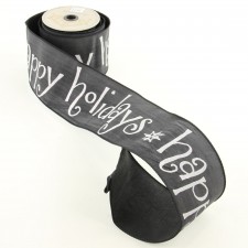 4"X10YD HAPPY HOLIDAY BLKBRD