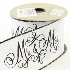 2.5"X10YD FAUX LINEN BLK/WH
