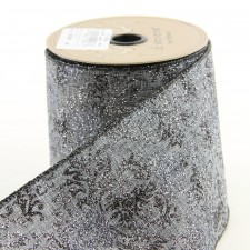 4"X4YD LINEN DAMSK SIL/BLK D4