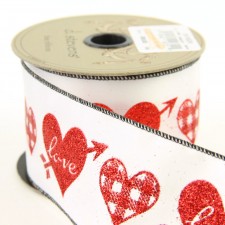 2.5"X10Y SAT.RED LOVE HEARTS