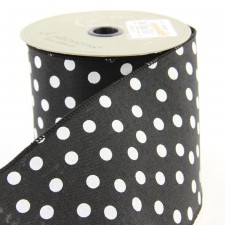 4"X10YD LINEN WHITE DOTS
