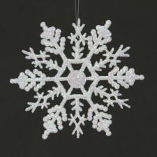 4"SNOWFLAKE ORNA 12PC/BG