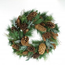 24"MIX PINE W/CONES WREATH