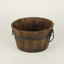 10"D ROUND WOOD PLANTER S1