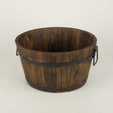 12"D ROUND WOOD PLANTER S2