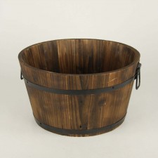 14"D ROUND WOOD PLANTER S3