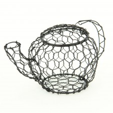 4" BLK WIRE TEAPOT