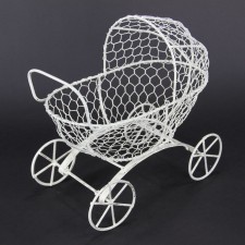 10" WIRE BABY BUGGY  WHITE