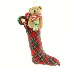 9"POLY STOCKING ORNA W/BEAR