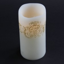 6"PILLAR CNDL W/FLICKER/MICA