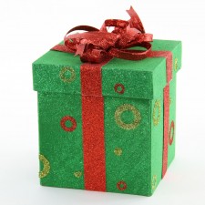 7.5"FLOCKING GIFT BOX W/BOW