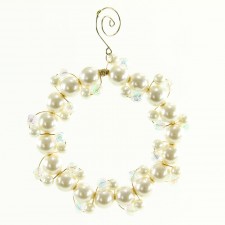5"PLST PEARL WREATH ORNA