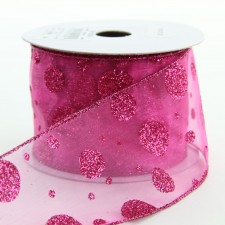 2.5"X10YD SHEER GLT DOTS RIBBO