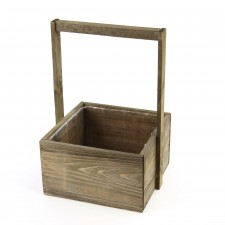 SQ.WD BOX S2 W/HNDL BRWN