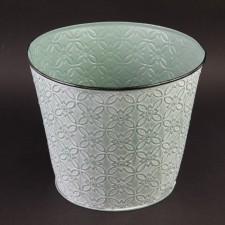 MTL TEAL FLOWER POT S2
