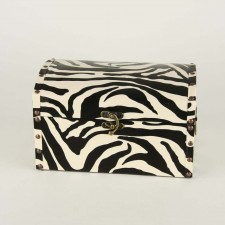 11"WOOD/LEATHER BOX ZEBRA S1