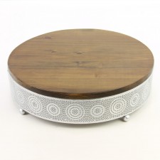 15"MTL/WD SILVER TRAY S2