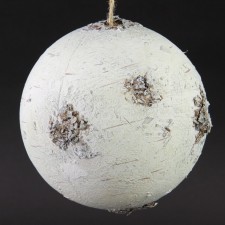 6"SNOW BIRCH BALL ORN WHITE