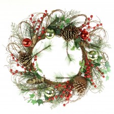 24" BERRIES/CONE WREATH