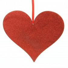 11.5"X10.5"GLITTER HEART RED