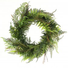 18" MIX FERN WREATH GREEN