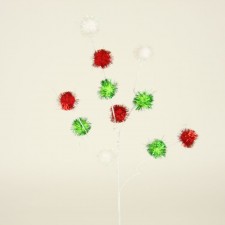 19.5" TINSEL BALL SPRAY RED/GR