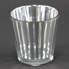 3"PARTY STRIPES VOTIVE SILV