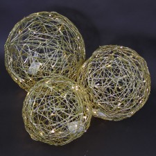 GOLD BALL W/LIGHT 3PC/ST