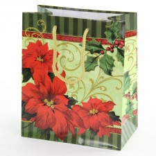 8"MD GLT VNTG POINSETTIA BAG