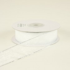 7/8"X25YD WHT/SIL EDGE ORGANZA