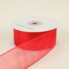 1.5" RED WIRE SHEER RIBBON 25Y