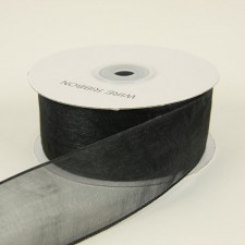 1.5" WIRED SHEER 25YD BLACK