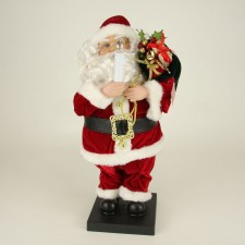 24"ANIM.RED/WHT SANTA ON BASE