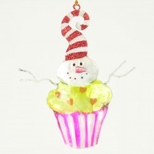 SNOWMAN CUPCAKE ORNA A5
