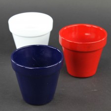 3.5"RND RED/WHT/BLUE POTTERY