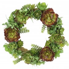 18" SUCCULENT WREATH GRN/BURG