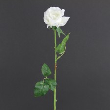 26" HALF OPEN ROSE SPRAY CR/WH