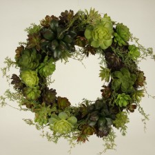 18"SUCCULENT WREATH GRN/BURGUN