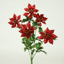 19"GLIT POINSETTIA BUSH X5