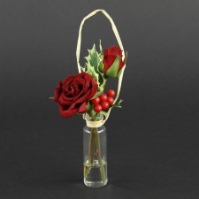 6.5"ROSE/HOLLY ORNAMENT RED