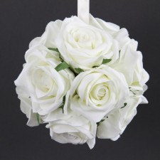 6" ROSE KISSING BALL WHITE