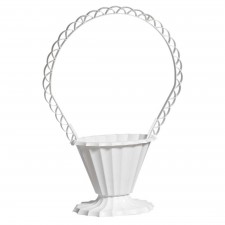 #95 FLUTED HANDLE BASKET WHT