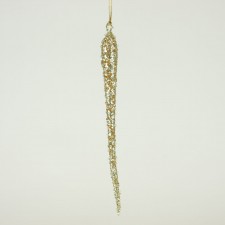 9" BEADED ICICLE ORNA LT.GOLD