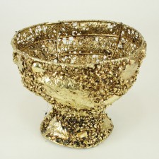 9"METLC LEAF WIRE URN GOLD