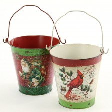 6.5"MTL CARD/SANTA POT ASST