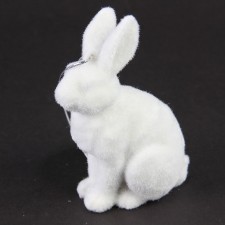 4.5"RESIN FLCKD RABBIT ORN A5
