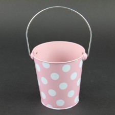MTL PAIL BUCKET PINK DOTS