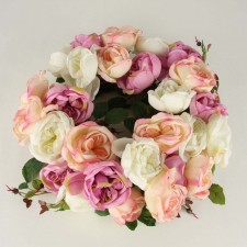 16"ROSE WREATH PINK/LAVENDER