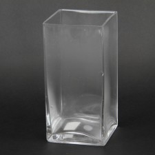 8"HX4"X4" BLOCK VASE CLEAR